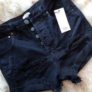 Tobi Highwaisted Black Jean Shorts